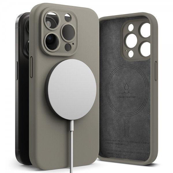 Ringke iPhone 15 Pro -silikonisuojakuori Magneettinen Harmaa