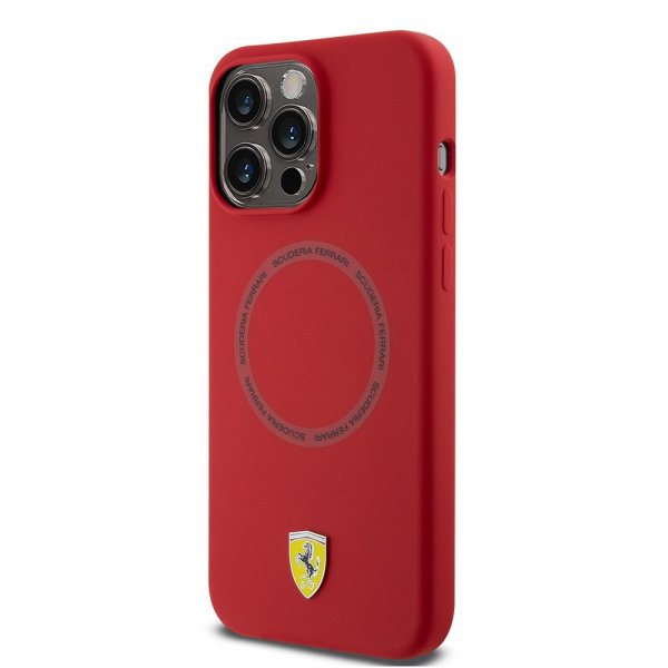 Ferrari iPhone 15 Pro -silikonisuojakuori MagSafe - punainen