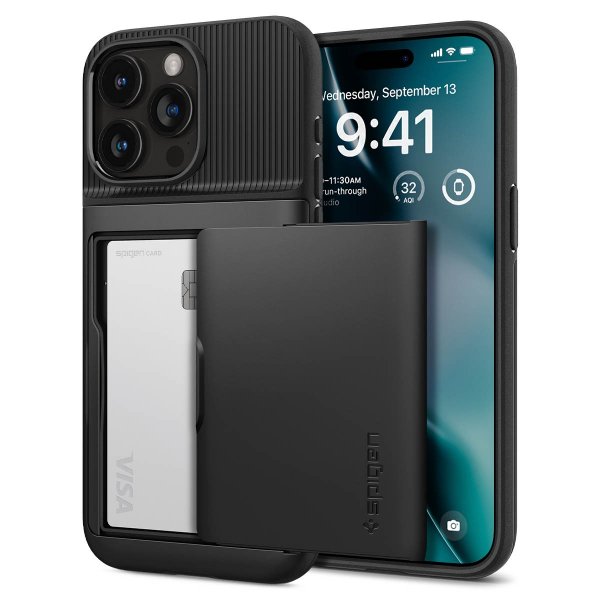 Spigen iPhone 15 Pro -suojakuori, Slim Armor CS, musta