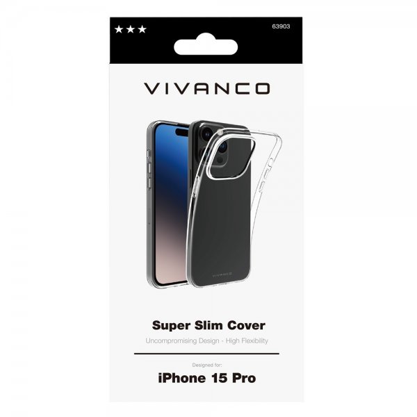 Vivanco iPhone 15 Pro Slim TPU -suojakuori läpinäkyvä