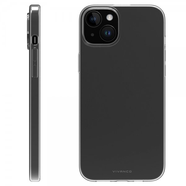 Vivanco iPhone 15 Plus -suojakuori, ohut, läpinäkyvä TPU