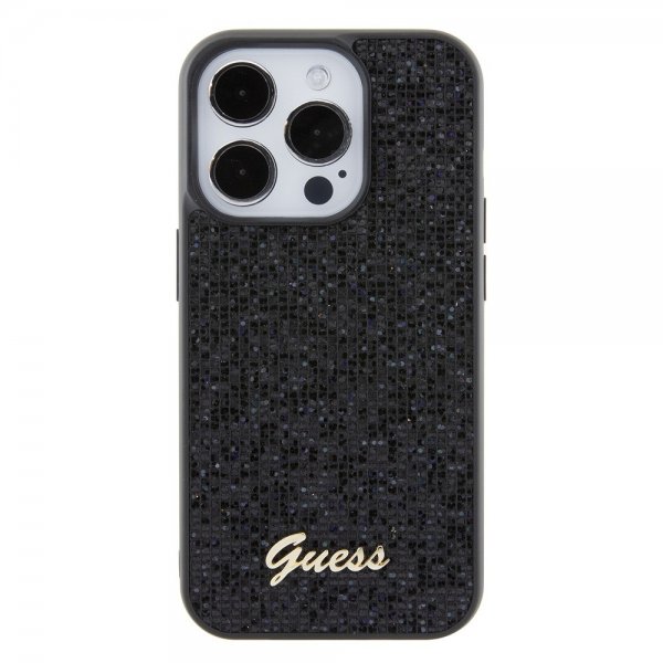 Guess iPhone 15 Pro -suojakuori, Square Mirror, musta