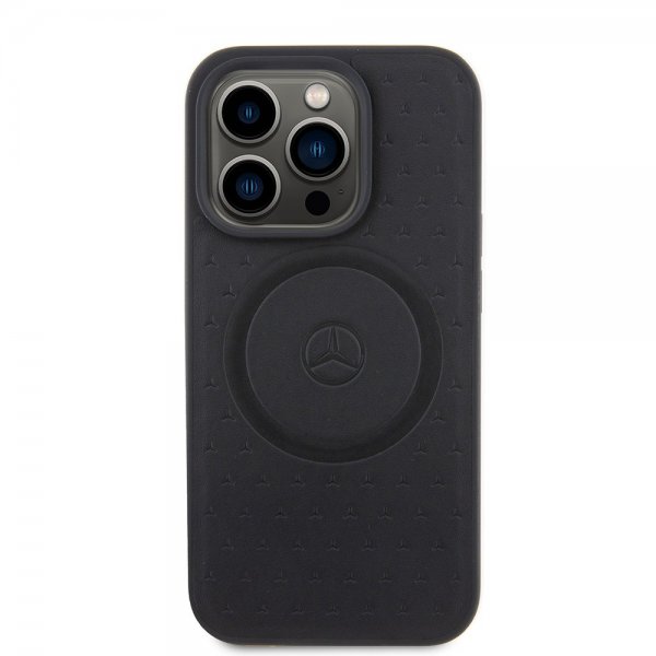 Mercedes Benz iPhone 15 Pro Kuori Star Pattern MagSafe Musta