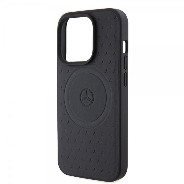 Mercedes Benz iPhone 15 Pro Kuori Star Pattern MagSafe Musta