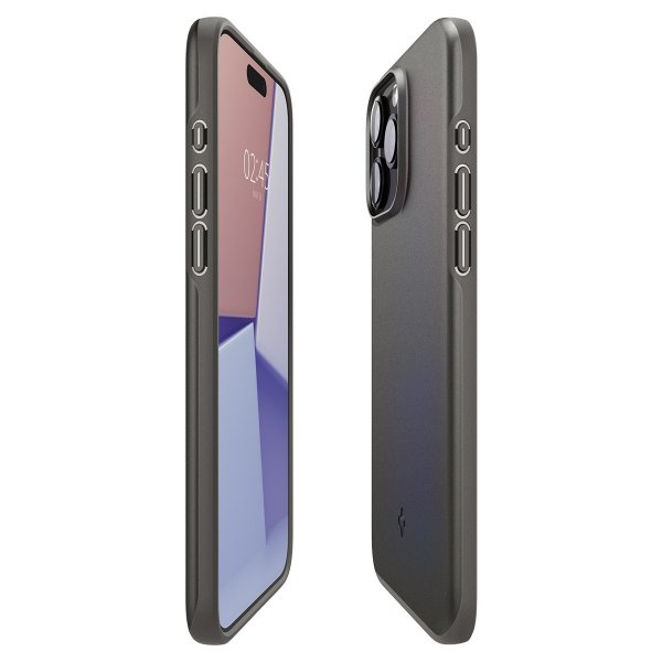 Spigen iPhone 15 Pro Thin Fit -suojakuori, Gunmetal