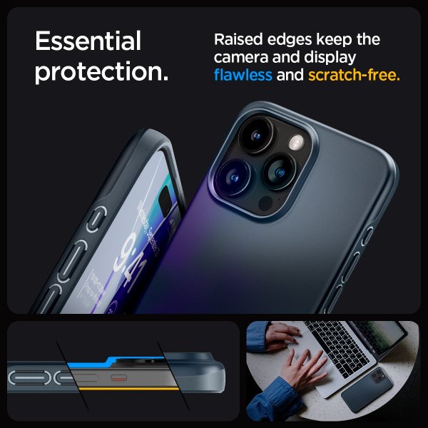 Spigen iPhone 15 Pro Thin Fit -suojakuori, Metal Slate