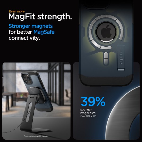 Spigen iPhone 15 Pro -suojakuori Tough Armor MagFit Metal Slate
