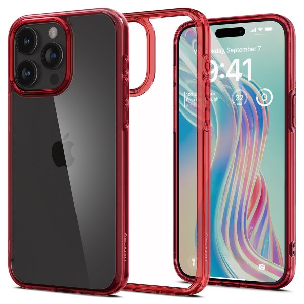 Spigen iPhone 15 Pro -suojakuori Ultra Hybrid Deep Red