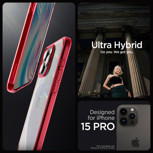 Spigen iPhone 15 Pro -suojakuori Ultra Hybrid Deep Red