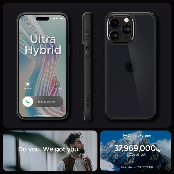 Spigen iPhone 15 Pro -suojakuori Ultra Hybrid Frost Black