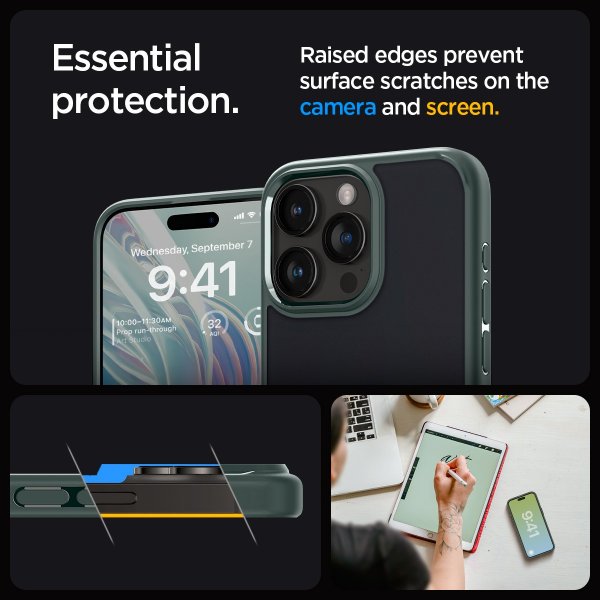 Spigen iPhone 15 Pro -suojakuori Ultra Hybrid Frost Green