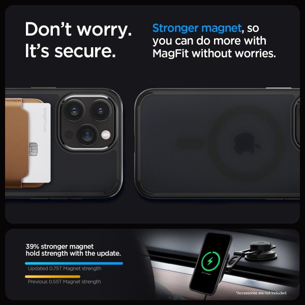 Spigen iPhone 15 Pro -suojakuori Ultra Hybrid MagFit Frost Black