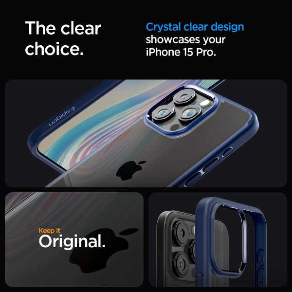 Spigen iPhone 15 Pro Ultra Hybrid -suojakuori, tummansininen