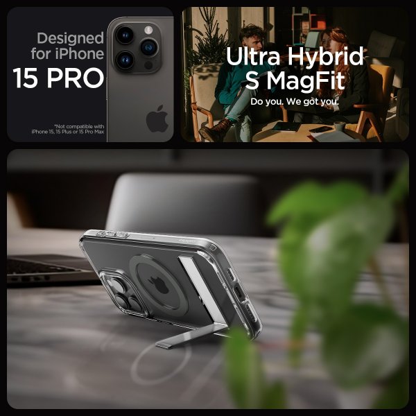 Spigen iPhone 15 Pro -suojakuori Ultra Hybrid S MagFit Graphite