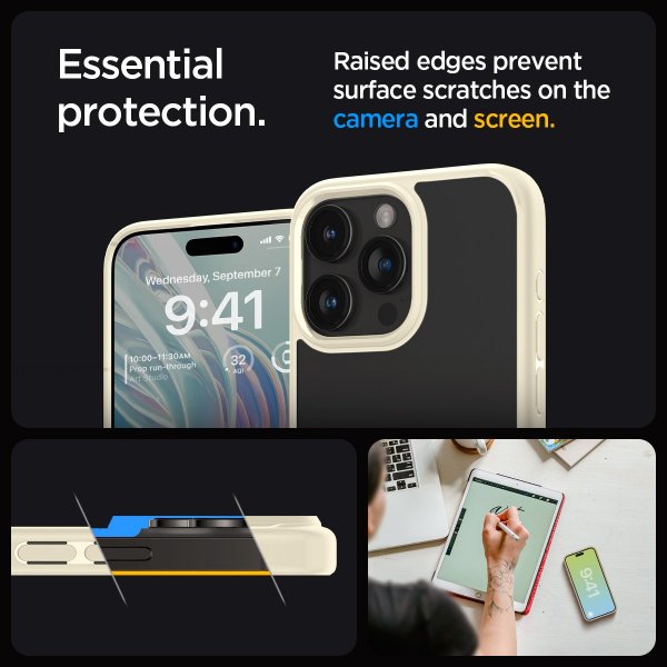 Spigen iPhone 15 Pro Ultra Hybrid Suojakuori Mute Beige
