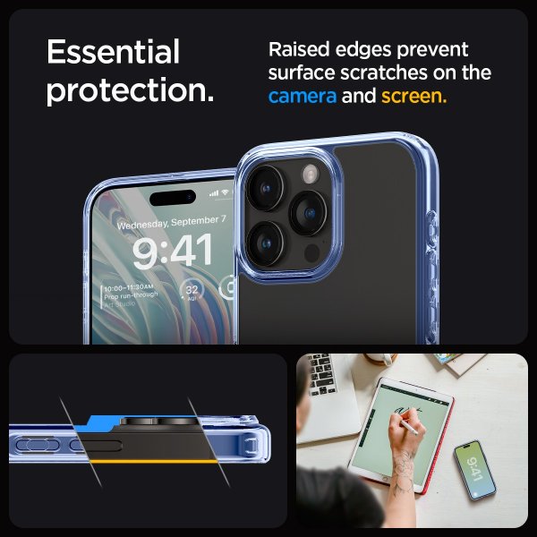 Spigen iPhone 15 Pro Ultra Hybrid Sky Crystal -suojakuori