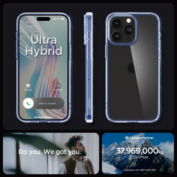 Spigen iPhone 15 Pro Ultra Hybrid Sky Crystal -suojakuori