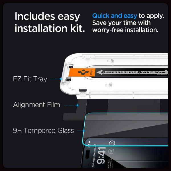 Spigen iPhone 15 Pro Näytönsuoja GLAS.tR EZ Fit 2 kpl