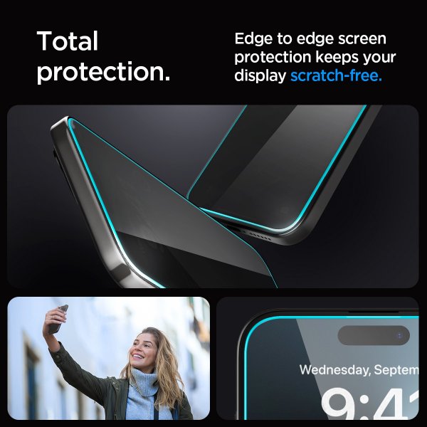Spigen iPhone 15 Pro -näytönsuoja GLAS.tR EZ Fit Privacy 2 kpl