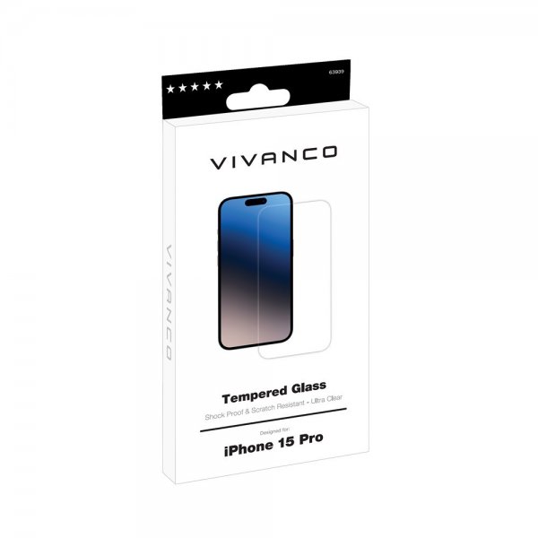 Vivanco iPhone 15 Pro Näytönsuoja Karkaistu Lasi
