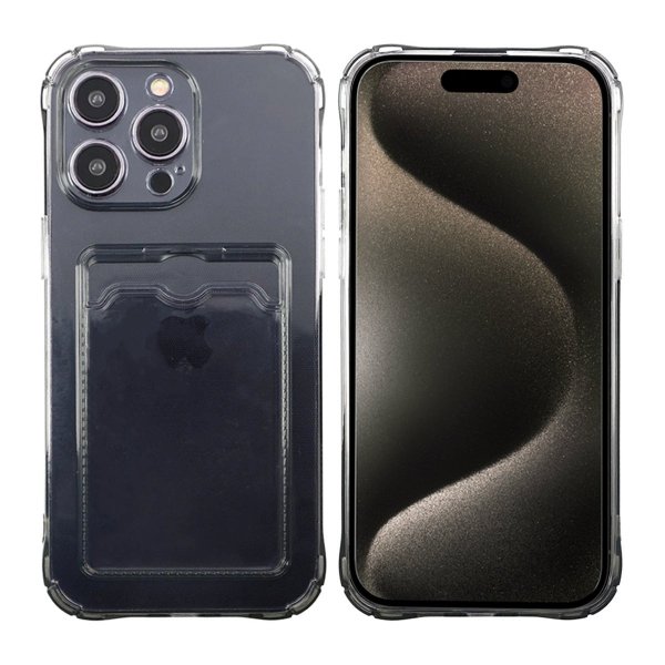 iPhone 15 Pro Kuori Korttipidike Iskunkestävä Musta