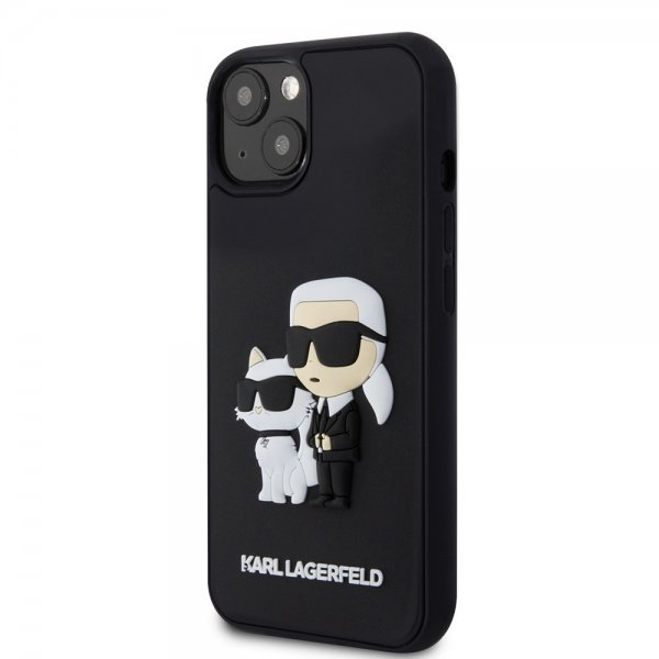 Karl Lagerfeld iPhone 15 -kuori 3D Rubber Karl & Choupette musta