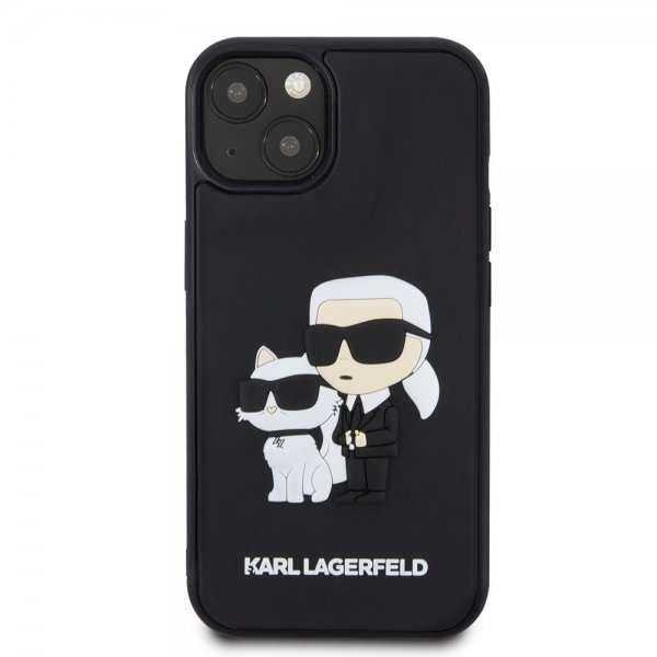 Karl Lagerfeld iPhone 15 -kuori 3D Rubber Karl & Choupette musta