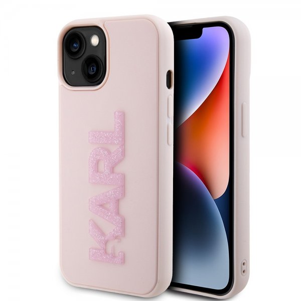 Karl Lagerfeld iPhone 15 -kuori 3D Rubber Karl Pink