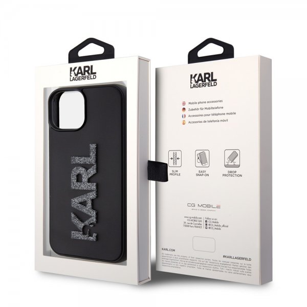 Karl Lagerfeld iPhone 15 -kuori 3D Rubber Karl Musta