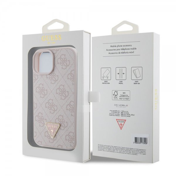 Guess iPhone 15 Kuoret 4G Metal Triangle Strass Ruusukulta