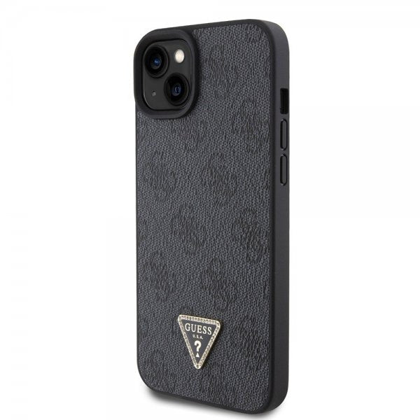 Guess iPhone 15 Kuoret 4G Metal Triangle Strass Musta