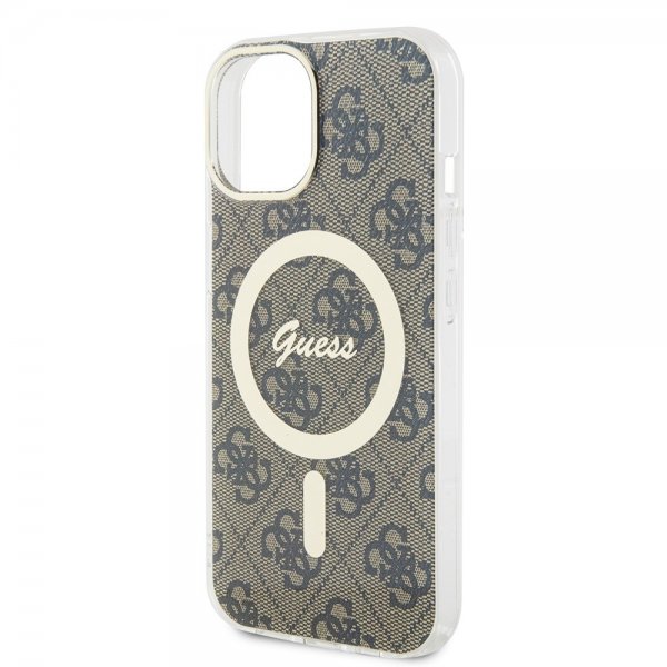 Guess iPhone 15 Kuoret 4G Pattern MagSafe Ruskea