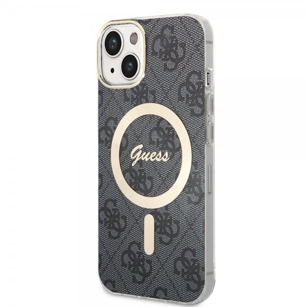 Guess iPhone 15 Kuoret 4G Pattern MagSafe Musta