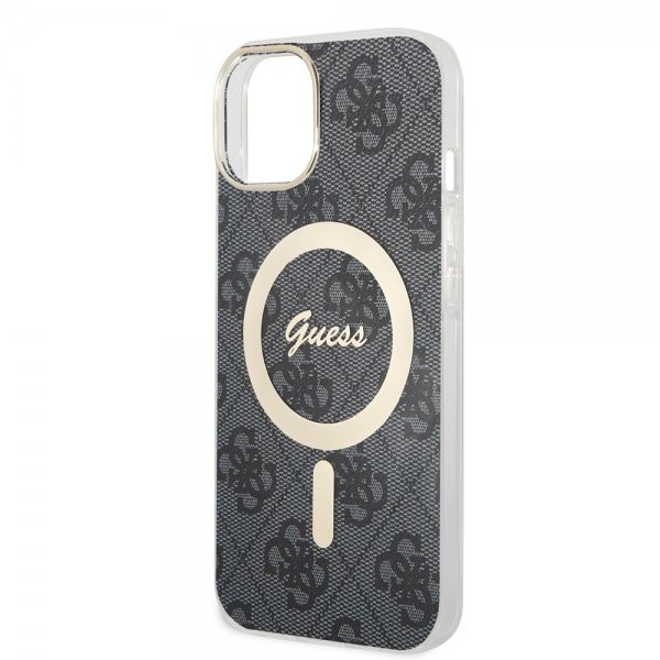 Guess iPhone 15 Kuoret 4G Pattern MagSafe Musta