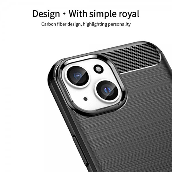 Mofi iPhone 15 Kuoret Harjattu Hiilikuitukuvioitu Musta