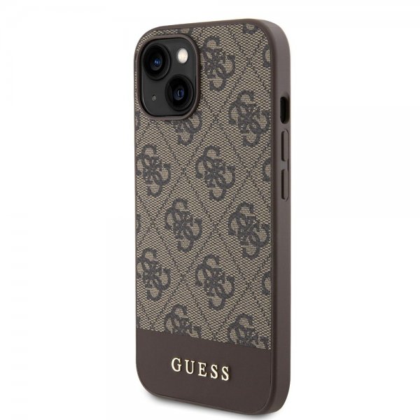 Guess iPhone 15 Kuoret Bottom Stripe MagSafe Ruskea
