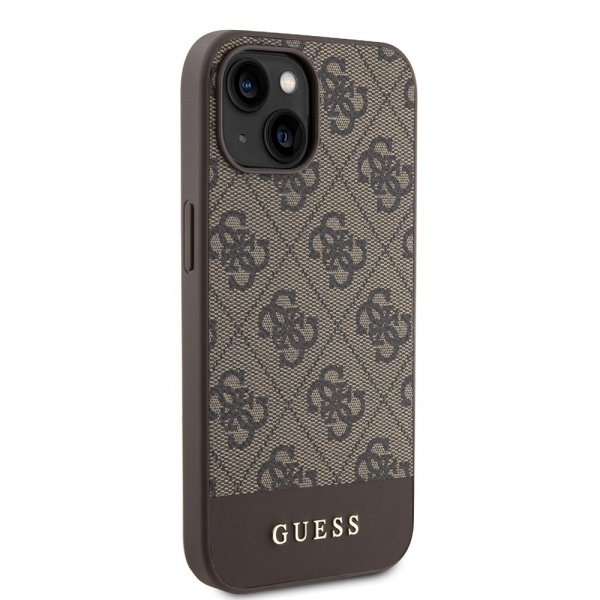 Guess iPhone 15 Kuoret Bottom Stripe MagSafe Ruskea