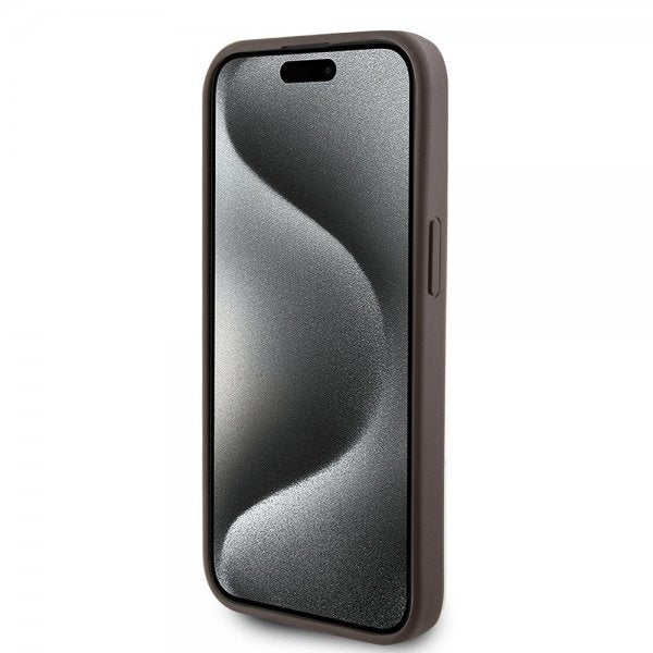 Guess iPhone 15 Kuoret Bottom Stripe MagSafe Ruskea