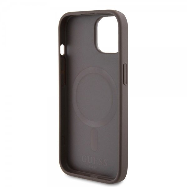 Guess iPhone 15 Kuoret Bottom Stripe MagSafe Ruskea