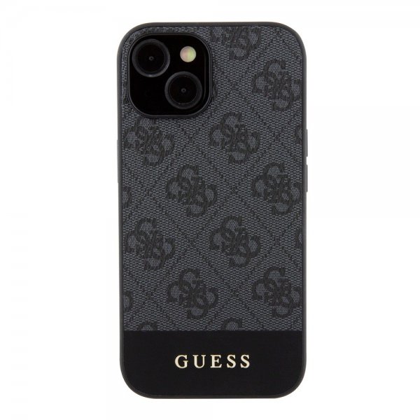 Guess iPhone 15 Kuori Bottom Stripe MagSafe Musta