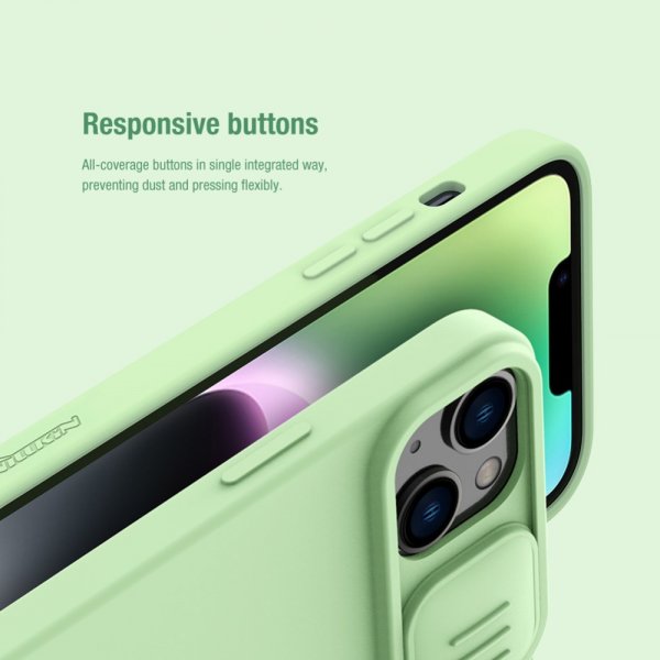 Nillkin iPhone 15 kuori CamShield Silky vihreä