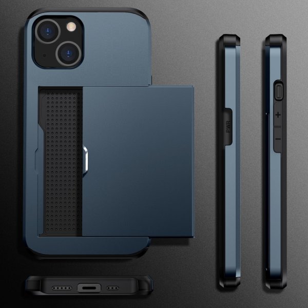 iPhone 15 Kuoret Card Slide Sininen