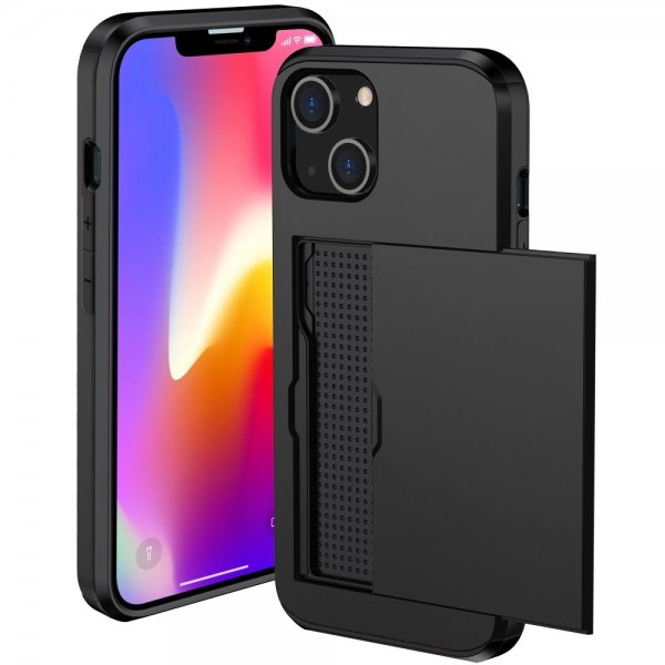 iPhone 15 Suojakuori Korttikelkalla, musta