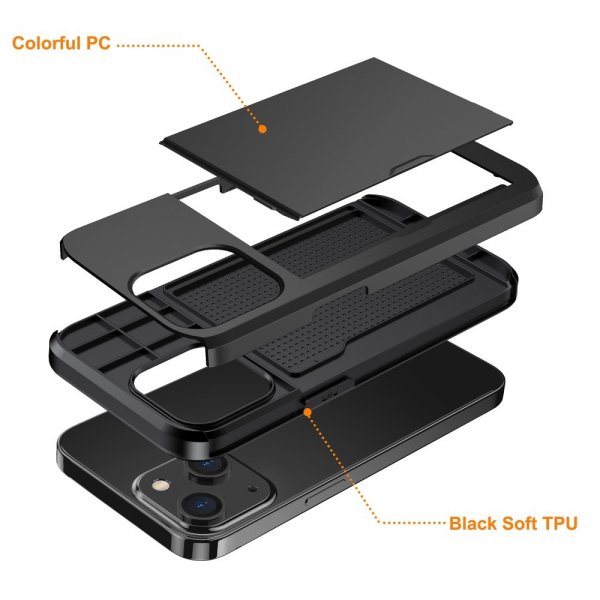 iPhone 15 Suojakuori Korttikelkalla, musta