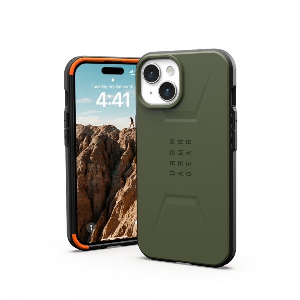 Urban Armor Gear (UAG) iPhone 15 Civilian MagSafe -suojakuori, Olive Drab