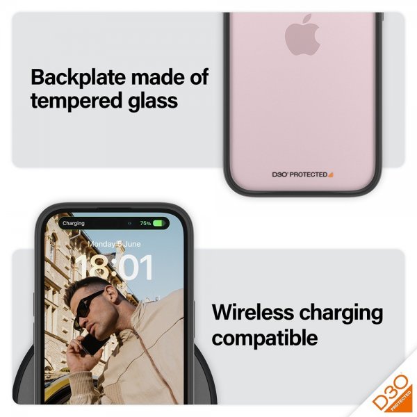 PanzerGlass iPhone 15 ClearCase -suojakuori D3O Musta
