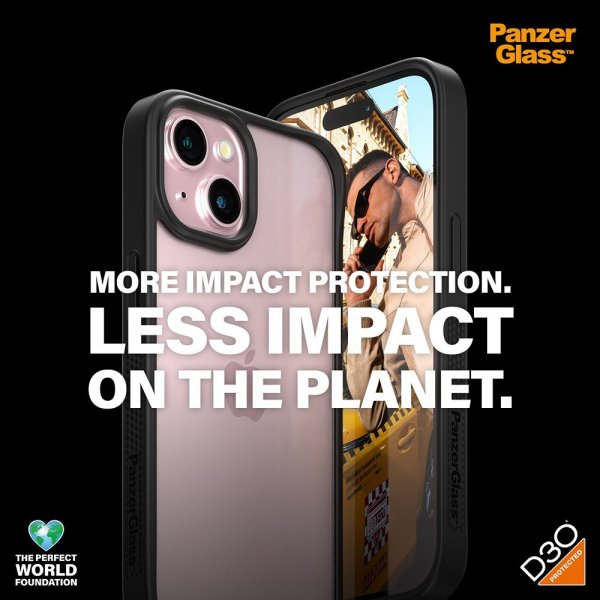 PanzerGlass iPhone 15 ClearCase -suojakuori D3O Musta