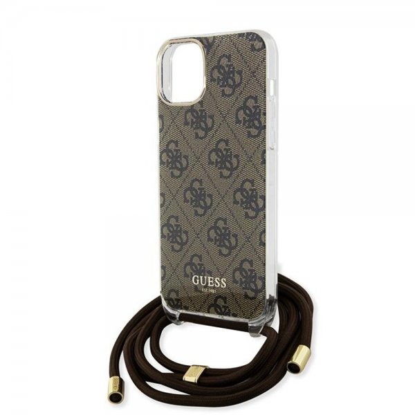 Guess iPhone 15 Kuoret Crossbody Cord Ruskea