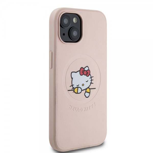 Hello Kitty iPhone 15 -kuori, painettu logo, MagSafe, pinkki