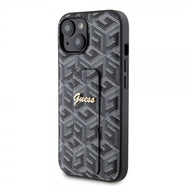 Guess iPhone 15 Kuoret G Cube Grip Stand Musta